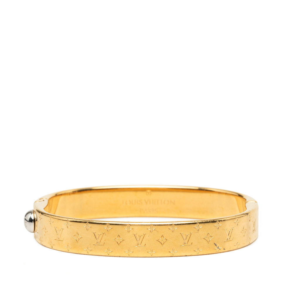 Pre-Loved Louis Vuitton Gold Plated Nanogram Cuff Bracelet S